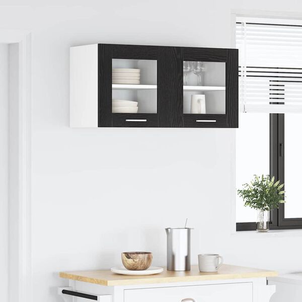 vidaXL Hanging Cabinet 2 pcs Black Oak 40 x 31 x 40 cm Engineered Wood