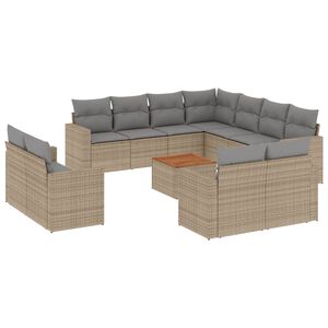 vidaXL 12 Piece Garden Sofa Set with Cushions Mix Beige Poly Rattan