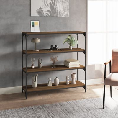 vidaXL Book Cabinet Brown Oak 100x33x100 cm Engineered Wood and Steel