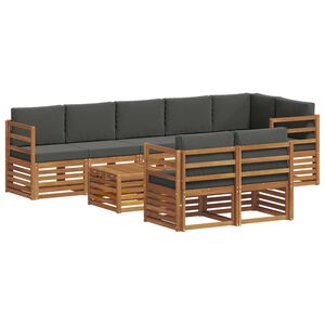 vidaXL Outdoor Sofa Set 9 pcs Natural and Anthracite Polyester