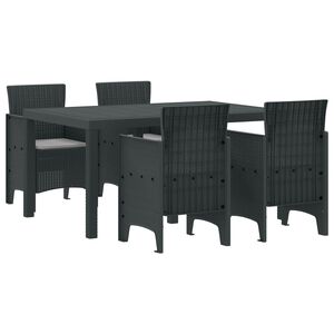 vidaXL Garden Dining Set 5 pcs Anthracite Polt rattan