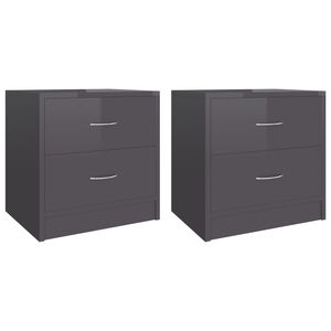 vidaXL Bedside Cabinet | Set of 2 | High gloss grey | Engineered wood | Compact