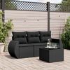vidaXL 4 Piece Garden Sofa Set with Cushions Black Poly Rattan