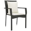 vidaXL 3 Piece Garden Dining Set with Cushions Black Poly Rattan