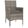 vidaXL 3 Piece Garden Bistro Set with Cushions Grey Poly Rattan