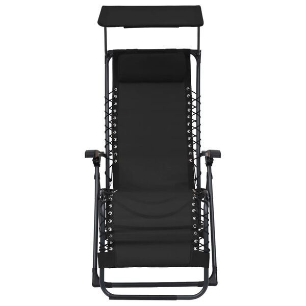 vidaXL Folding Deck Chair Textilene Black