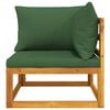 vidaXL Sectional Corner Sofa with Green Cushions Solid Wood Acacia