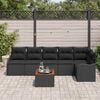 vidaXL Garden Sofa Set with Storage 7 pcs Black Poly Rattan