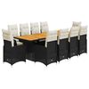 vidaXL 11 Piece Garden Bistro Set with Cushions Black Poly Rattan