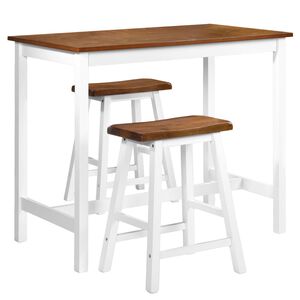 vidaXL Bar Set | Brown and white | MDF and solid wood