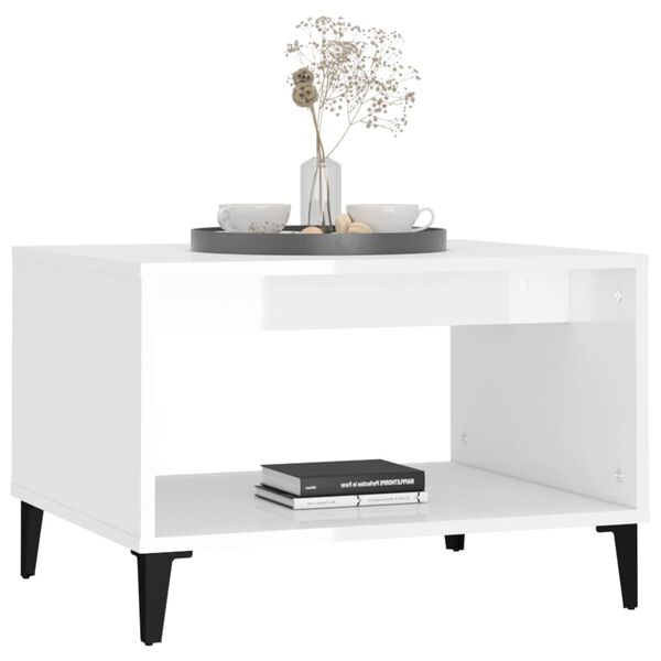 vidaXL Coffee Table High Gloss White 60x50x40 cm Engineered Wood