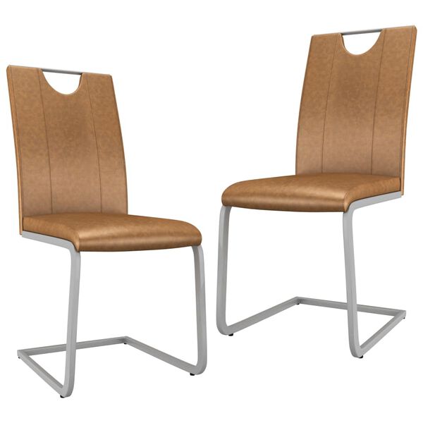 vidaXL Dining Chairs 2 pcs Brown Faux Leather