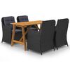 vidaXL 5 Piece Garden Dining Set Black