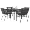 vidaXL 5 Piece Garden Dining Set with Cushions Black Poly Rattan Glass