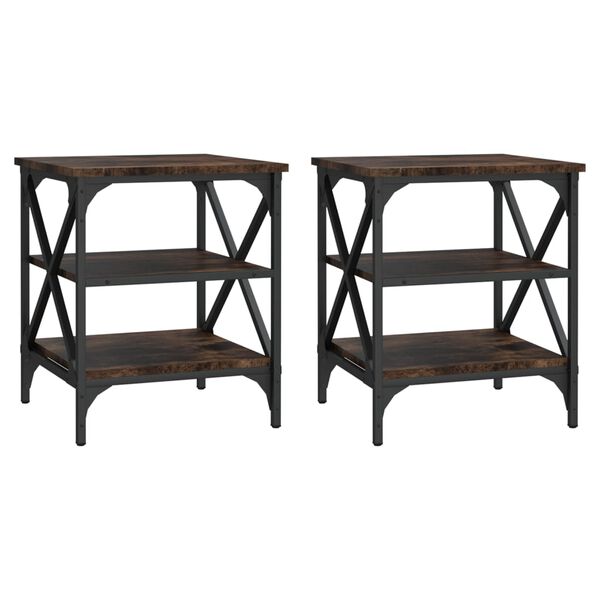vidaXL Side Tables 2 pcs Smoked Oak 40x42x50 cm Engineered Wood