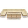vidaXL 14 Piece Garden Lounge Set&Cushions Honey Brown Solid Pinewood
