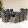 vidaXL 9 Piece Garden Dining Set with Cushions Grey Poly Rattan