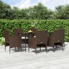 vidaXL 7 Piece Garden Dining Set with Cushions Brown and Black