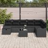vidaXL Sofa Set with Cushion with Storage Manual Black Poly Rattan