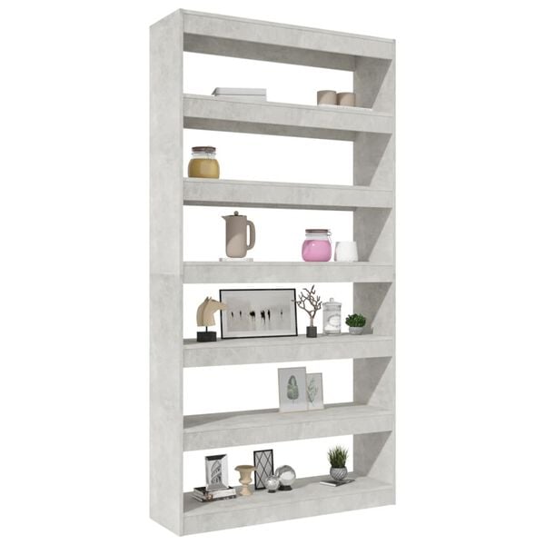vidaXL Book Cabinet/Room Divider Concrete Grey 100x30x198 cm Engineered wood