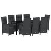 vidaXL Garden Dining Set 9 pcs Black Poly Rattan