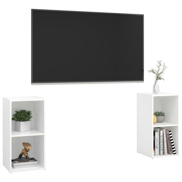 vidaXL TV Cabinets 2 pcs High Gloss White 72x35x36.5 cm Engineered Wood