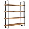 vidaXL Bookcase | Natural Wood and Black | Rough Mango Wood | Large | Bookcase