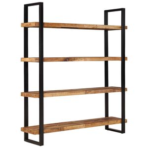 vidaXL Bookcase | Natural Wood and Black | Rough Mango Wood | Large | Bookcase