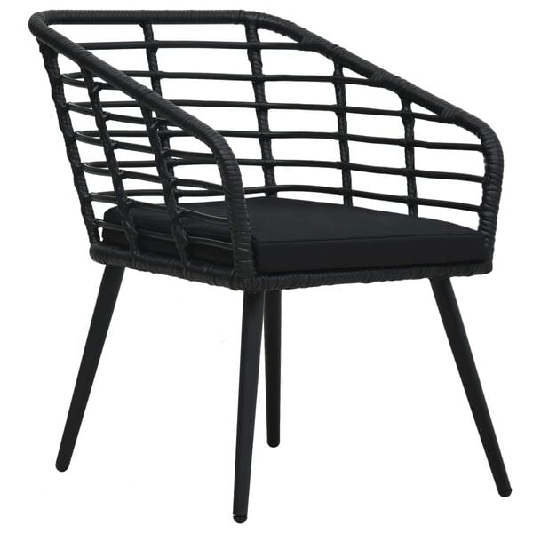 vidaXL Garden Chairs with Cushions 2 pcs Poly Rattan Black