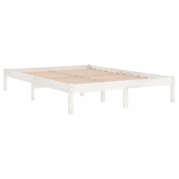 vidaXL Bed Frame without Mattress White Solid Wood King Size