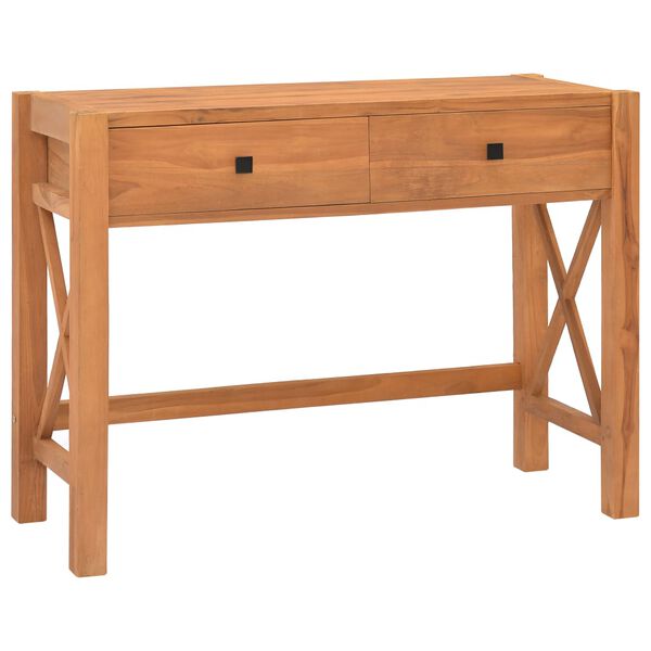 vidaXL Desk with 2 Drawers 100x40x75 cm Teak Wood