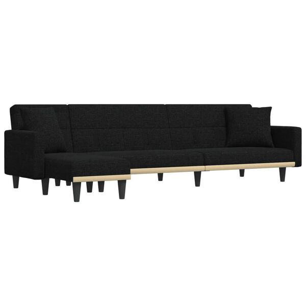 vidaXL L-shaped Sofa Bed Black 275x140x70 cm Fabric