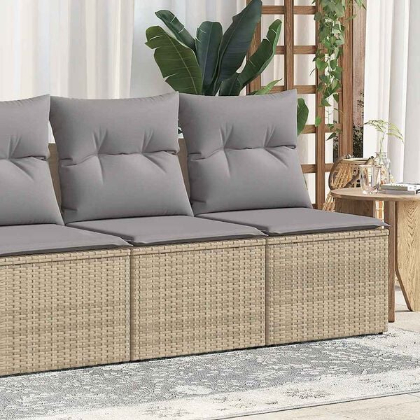 vidaXL 2 Piece Garden Sofa Set with Cushions Beige Poly Rattan Acacia