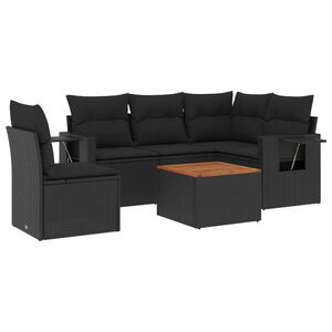vidaXL 6 Piece Garden Sofa Set with Cushions Black Poly Rattan