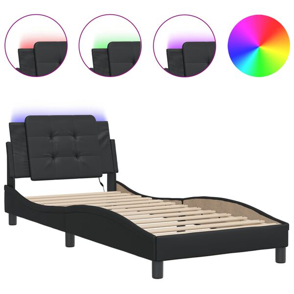 vidaXL Bed Frame with LED without Mattress "Zadar" Black 90x190 cm