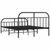 vidaXL Metal Bed Frame without Mattress with Footboard Black 180x200cm