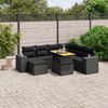 vidaXL 8 Piece Garden Sofa Set with Cushions Black Poly Rattan