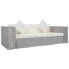 vidaXL 3-Seater Sofa with Cushions Grey Natural Rattan