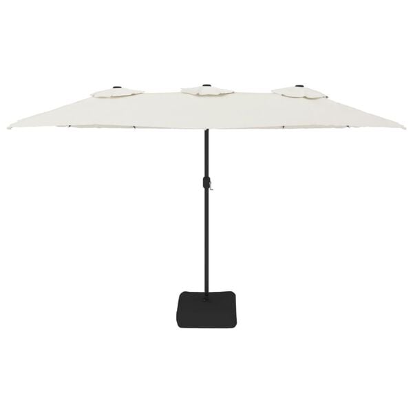 vidaXL Double-Head Garden Parasol with LEDs Sand White 449x265 cm