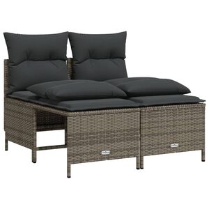 vidaXL 4 Piece Garden Sofa Set with Cushions Grey Poly Rattan