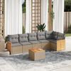 vidaXL 7 Piece Garden Sofa Set with Cushions Beige Poly Rattan