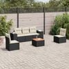 vidaXL 6 Piece Garden Sofa Set with Cushions Black Poly Rattan