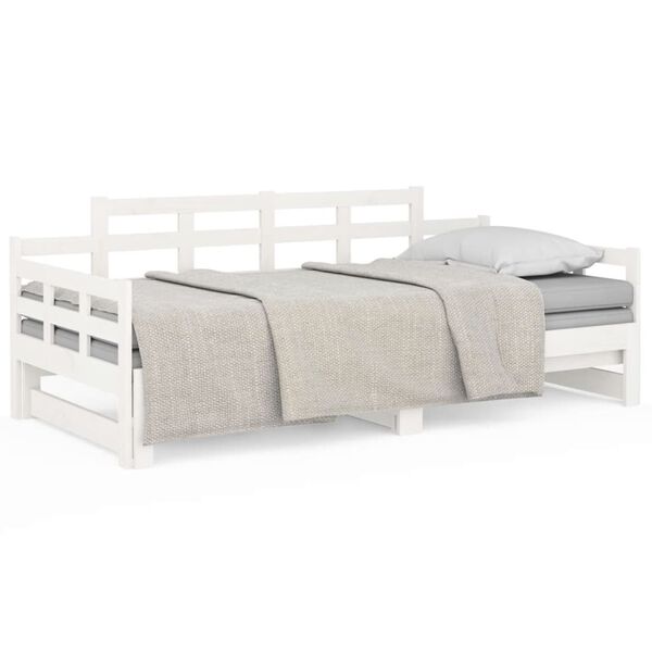 vidaXL Pull-out Day Bed without Mattress White 2x(90x190) cm