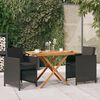 vidaXL 3 Piece Garden Dining Set with Cushions Black