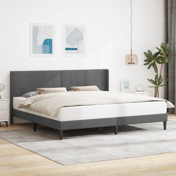 vidaXL Bed Frame with Headboard Dark Grey 180 x 200 cm Velvet