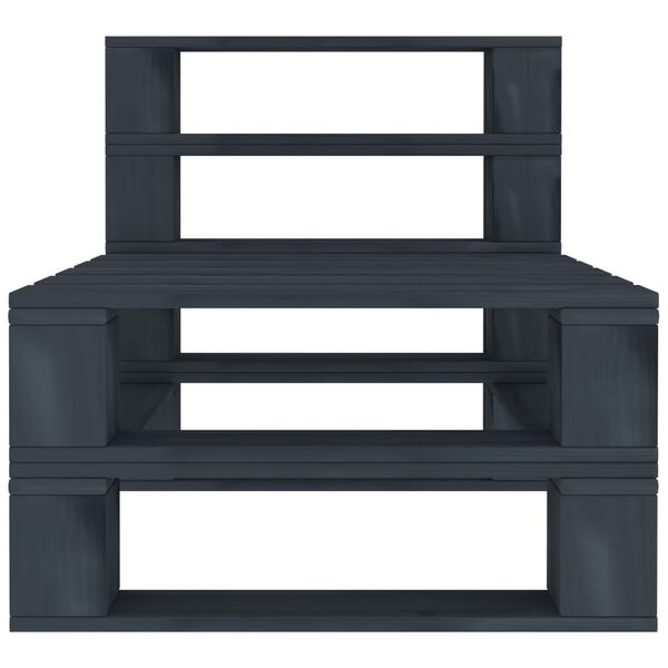 vidaXL Garden Pallet Sofa Grey 3-Seater Wood