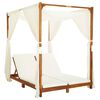vidaXL Double Sun Lounger with Curtains & Cushions Solid Acacia Wood