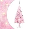 vidaXL Artificial Pre-lit Christmas Tree with Ball Set Pink 150 cm PVC
