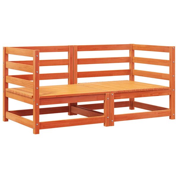 vidaXL Garden Sofas Corner with Cushions 2 pcs Wax Brown Solid Wood Pine