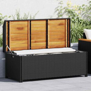 vidaXL Storage Bench Grey 100x50x52 cm Poly Rattan and Acacia Wood